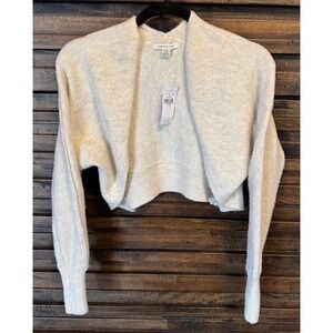 XXS Cropped Cream Ivory Cardigan Minimalist Soft Open Effortless Capsule Clean